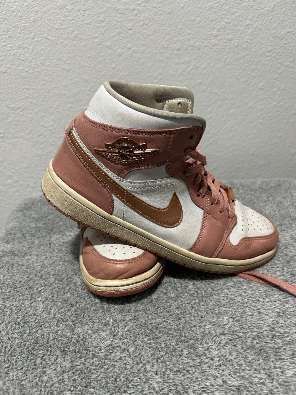 Nike High-Top Sneakers in Pink, White, and Tan